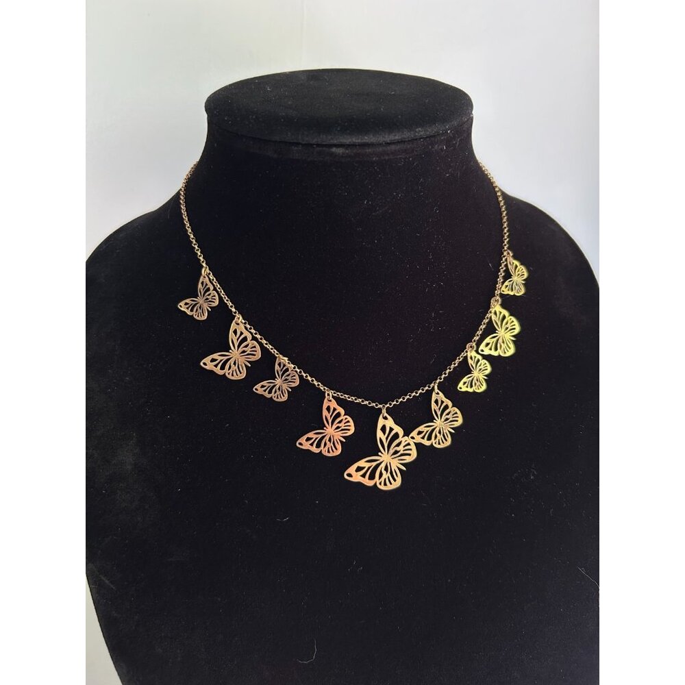 Dyadema Italy 925 Rose Gold over Sterling Silver Butterfly Necklace 17"